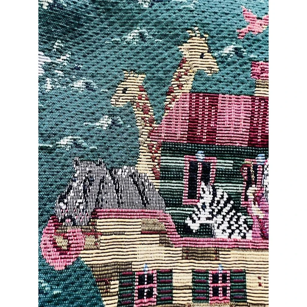 Vintage Gloria Rae Tapestry Noahs Ark Shoulder Bag Cooler Lunch Tote Blue